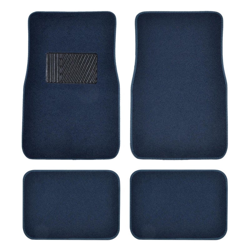 BDK Premium Blue Carpet Floor Mats for Cars - Universal Fit Interior 4-Piece Car Mats Full Set with Vinyl Heel Pad Protector - Cute Car Accessories Interior Floor Covers for SUVs & Trucks - Image 1